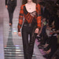 Gianni Versace FW2000 Wool + Snakeskin Sheer Mesh Cutout Pants