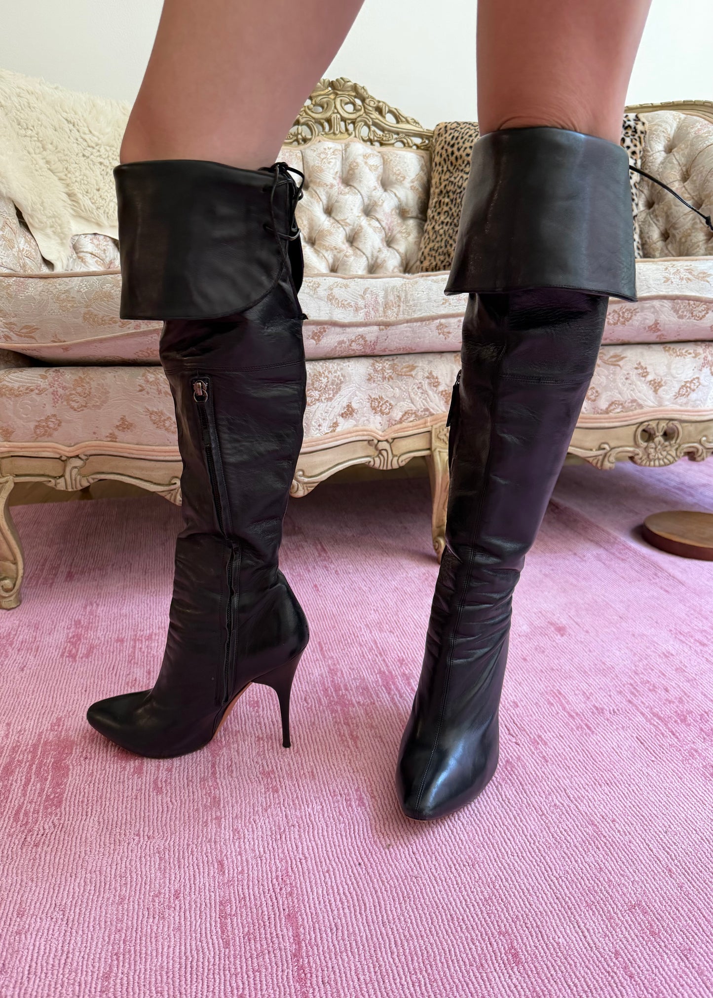 Alexander McQueen 2003 Lace-Up Black Leather Boots