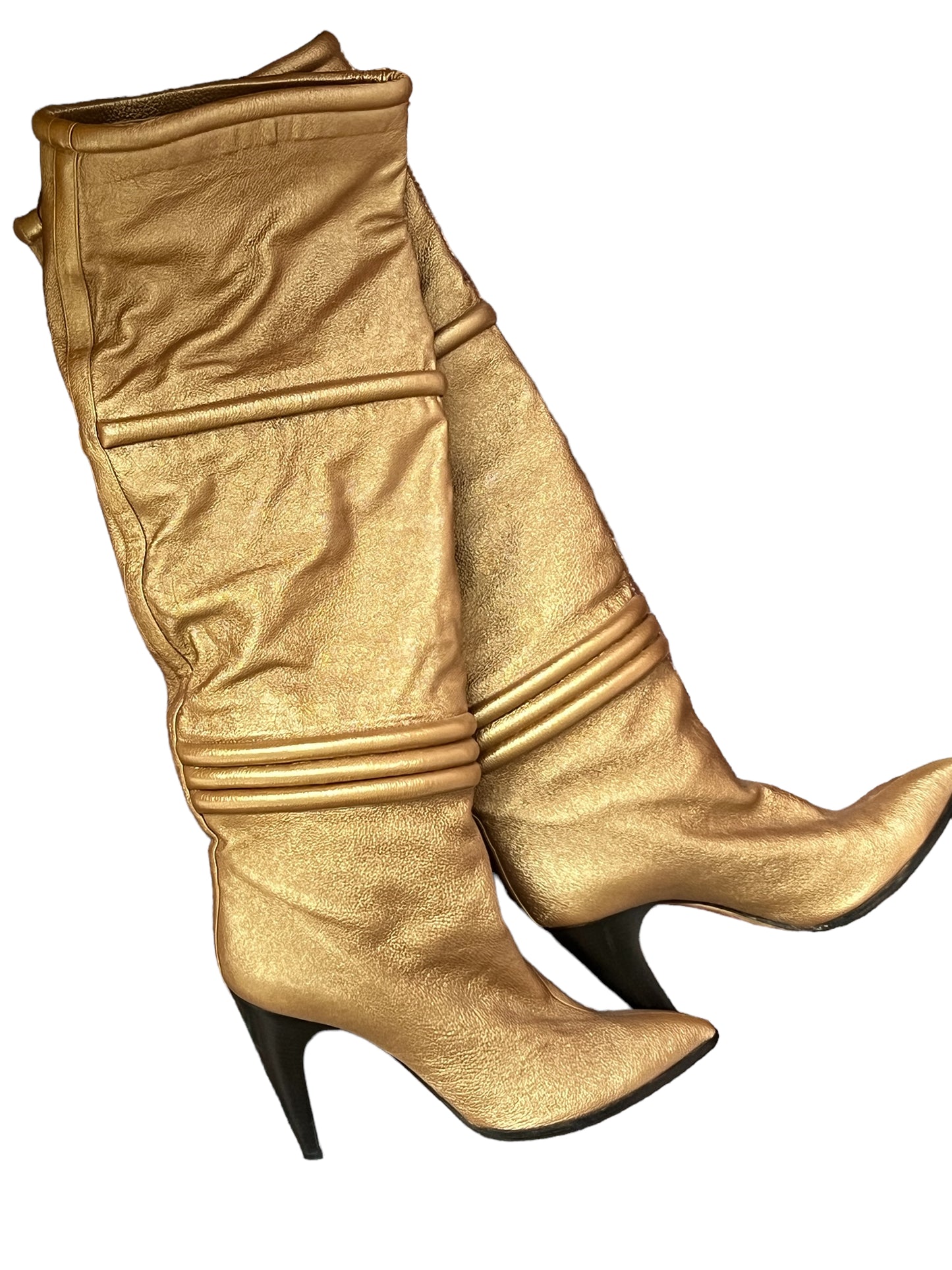 Emilio Pucci Gold Glitter Knee High Boots