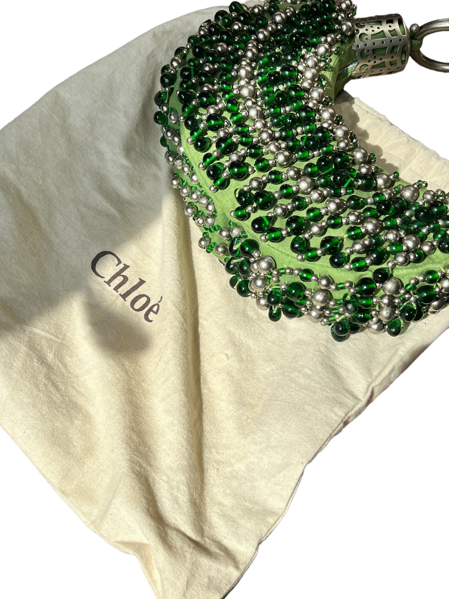 2000s Chloé Beaded Bracelet Bag- Green