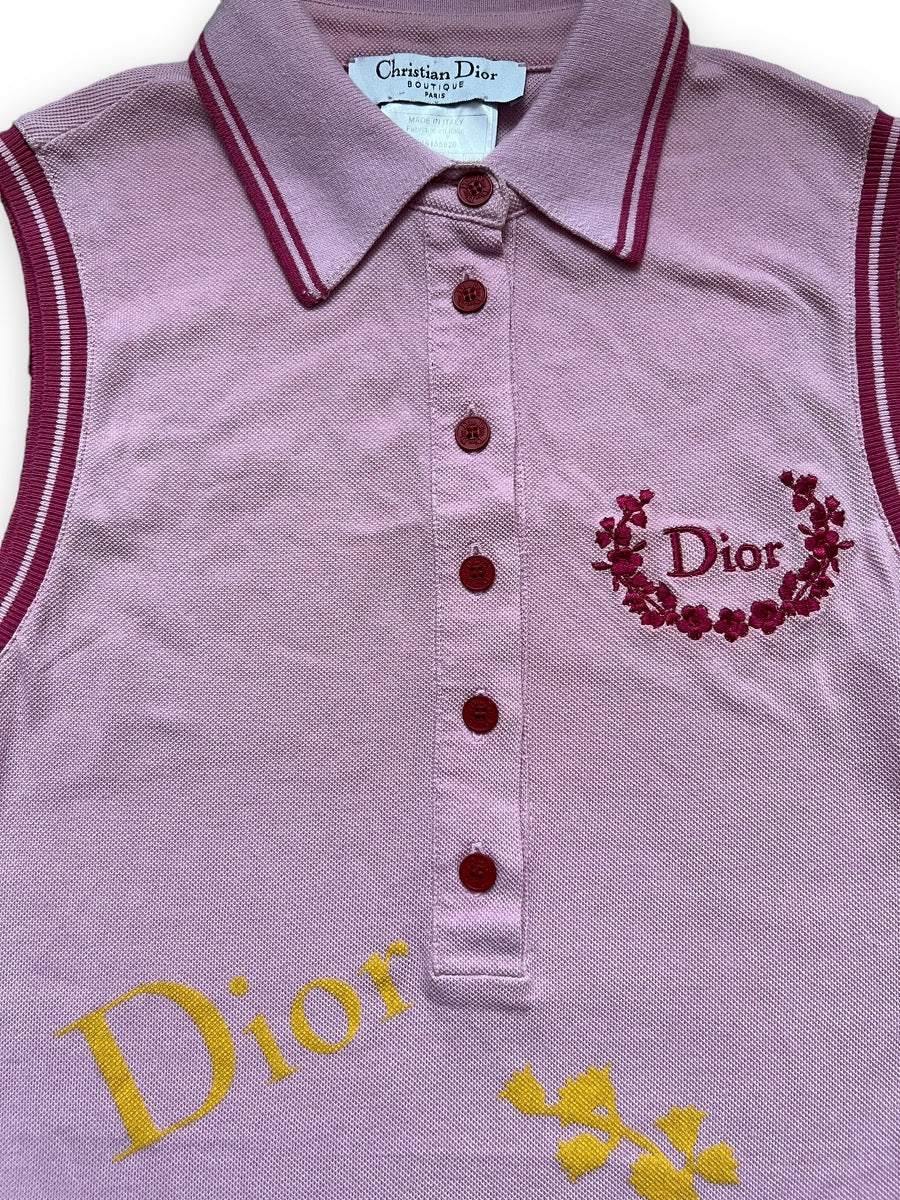 Dior Light Pink Embroidered Polo Tank