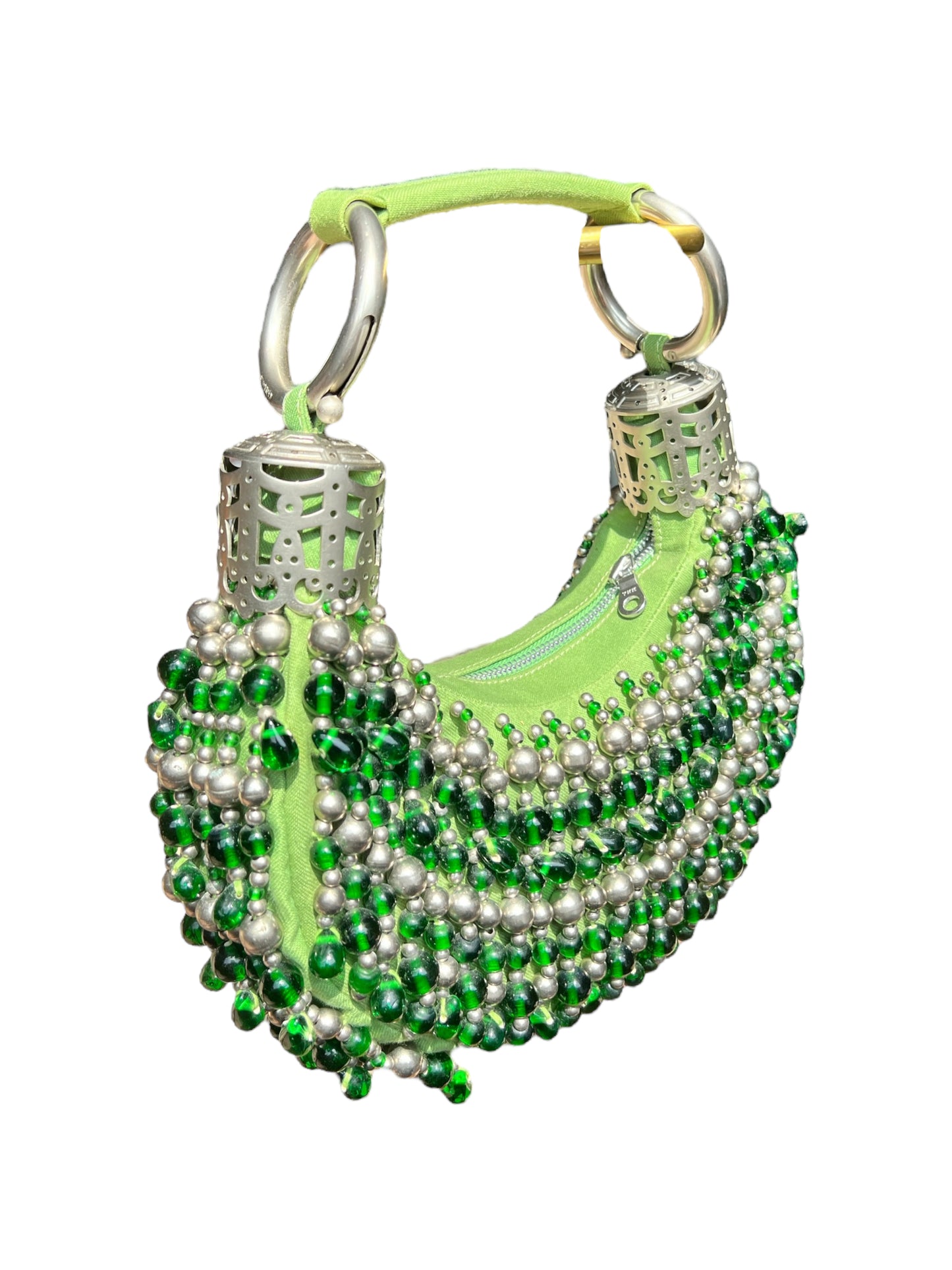 2000s Chloé Beaded Bracelet Bag- Green