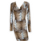 Blumarine Leopard Print Cowl Neck Midi-Dress