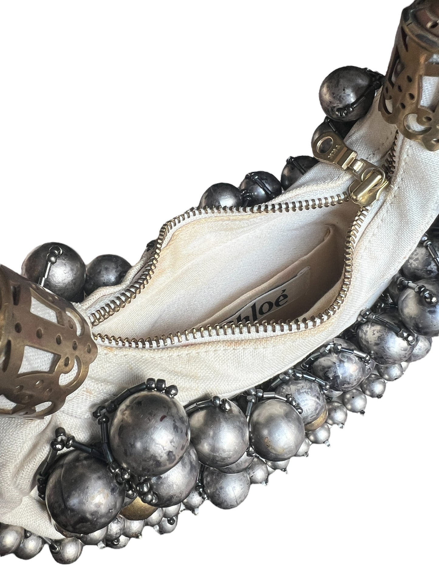 2000s Chloé Beaded Bracelet Bag - Silver