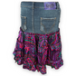 Dolce & Gabbana Denim & Silk Psychedelic Ruffle Skirt