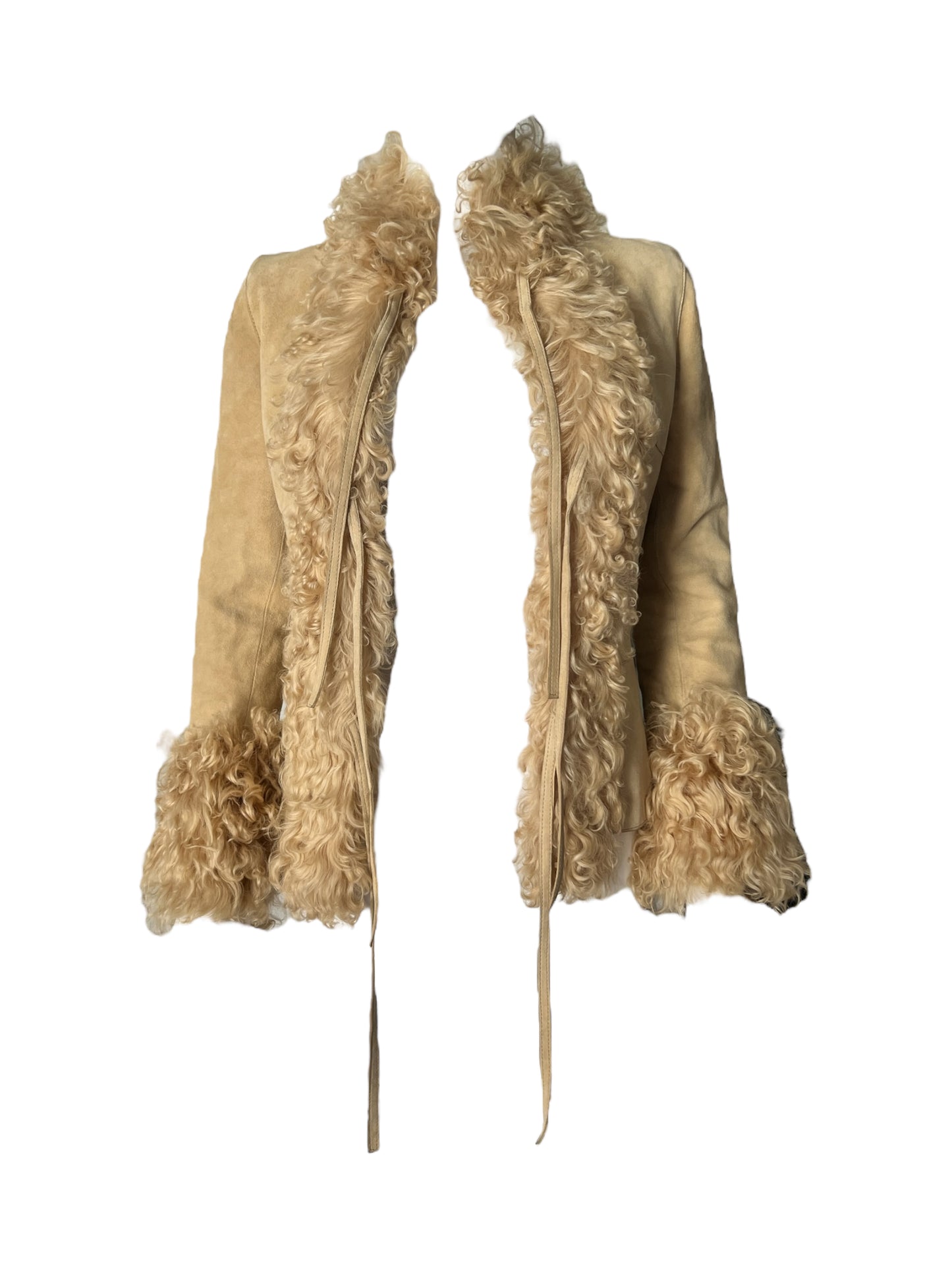 Dolce & Gabbana Fall 2001 Shearling Trim Coat with Tie Closures