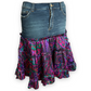 Dolce & Gabbana Denim & Silk Psychedelic Ruffle Skirt
