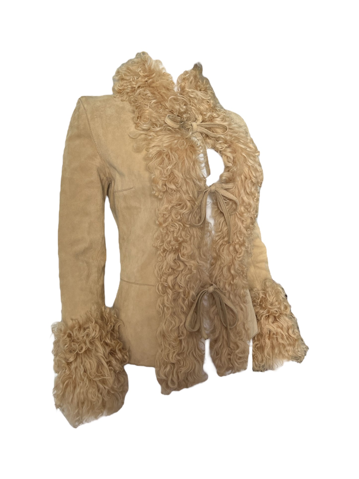 Dolce & Gabbana Fall 2001 Shearling Trim Coat with Tie Closures