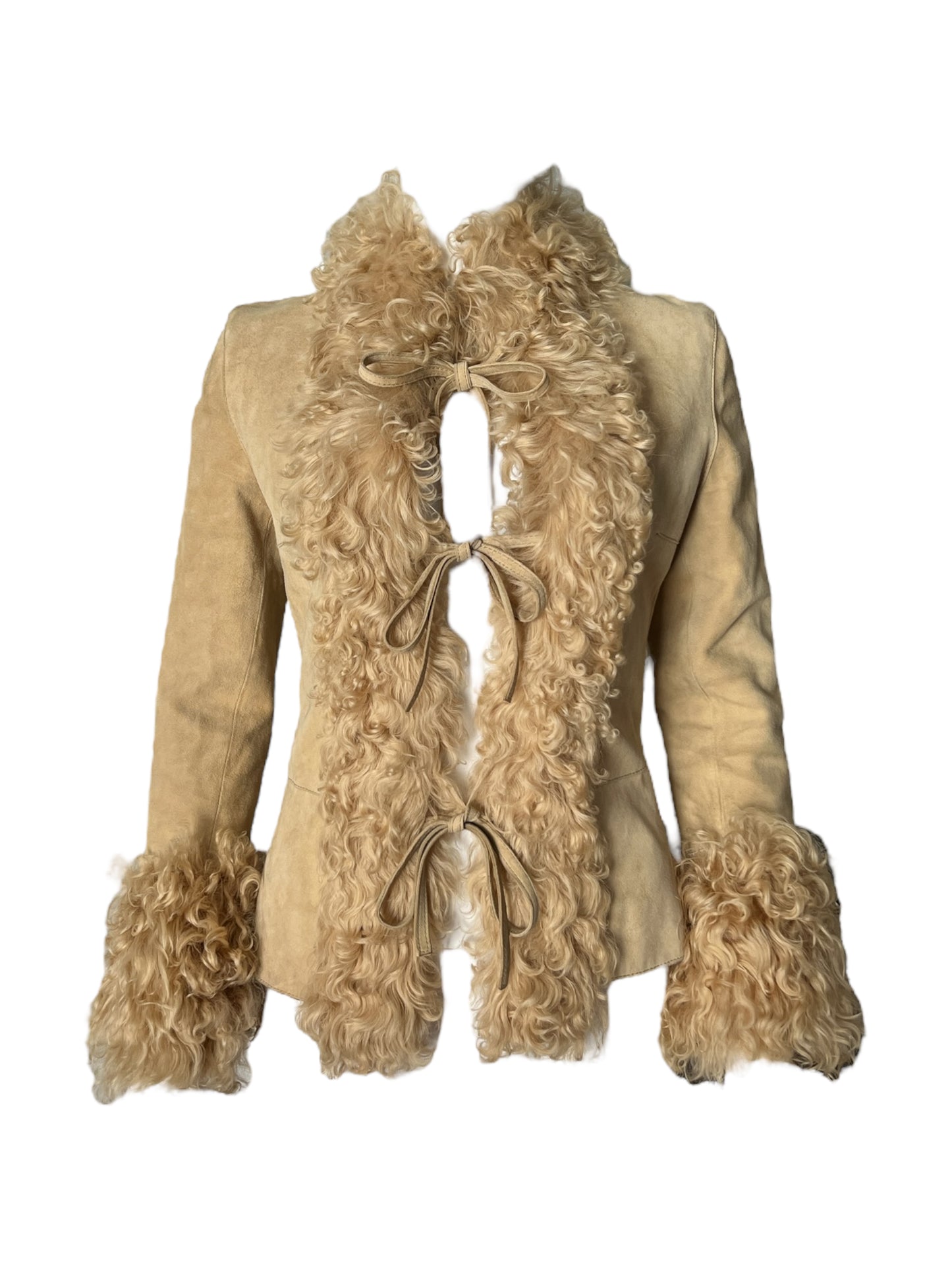 Dolce & Gabbana Fall 2001 Shearling Trim Coat with Tie Closures