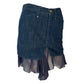 2000s Versace Jeans Couture Denim Skirt with Asymmetric Chiffon Hem