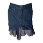 2000s Versace Jeans Couture Denim Skirt with Asymmetric Chiffon Hem