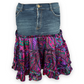 Dolce & Gabbana Denim & Silk Psychedelic Ruffle Skirt