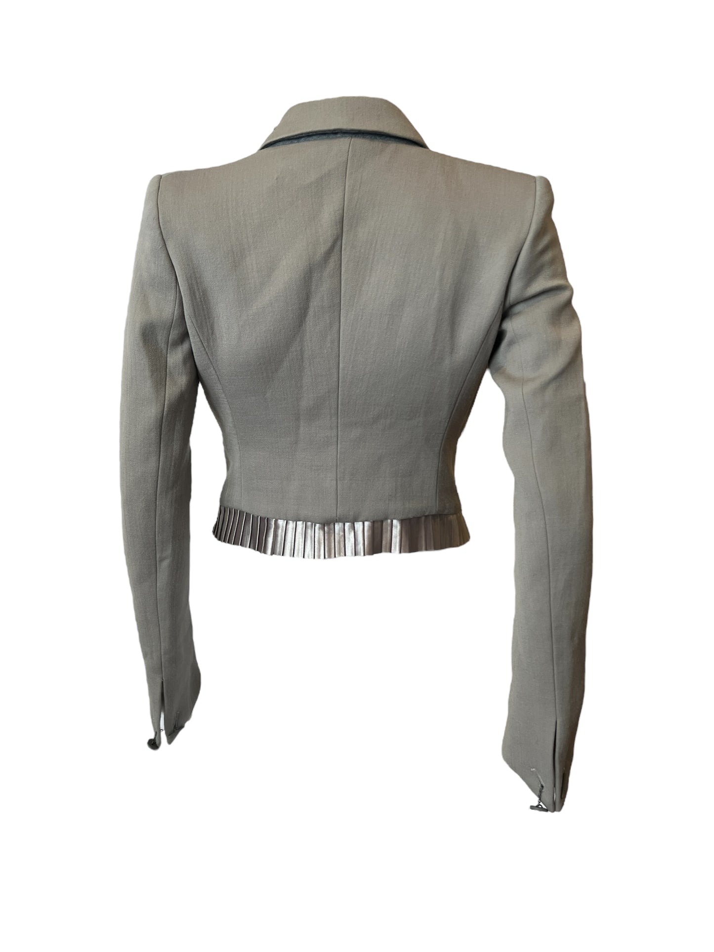 Mihara Yasuhiro Silver Pleated Trim Wool Blazer