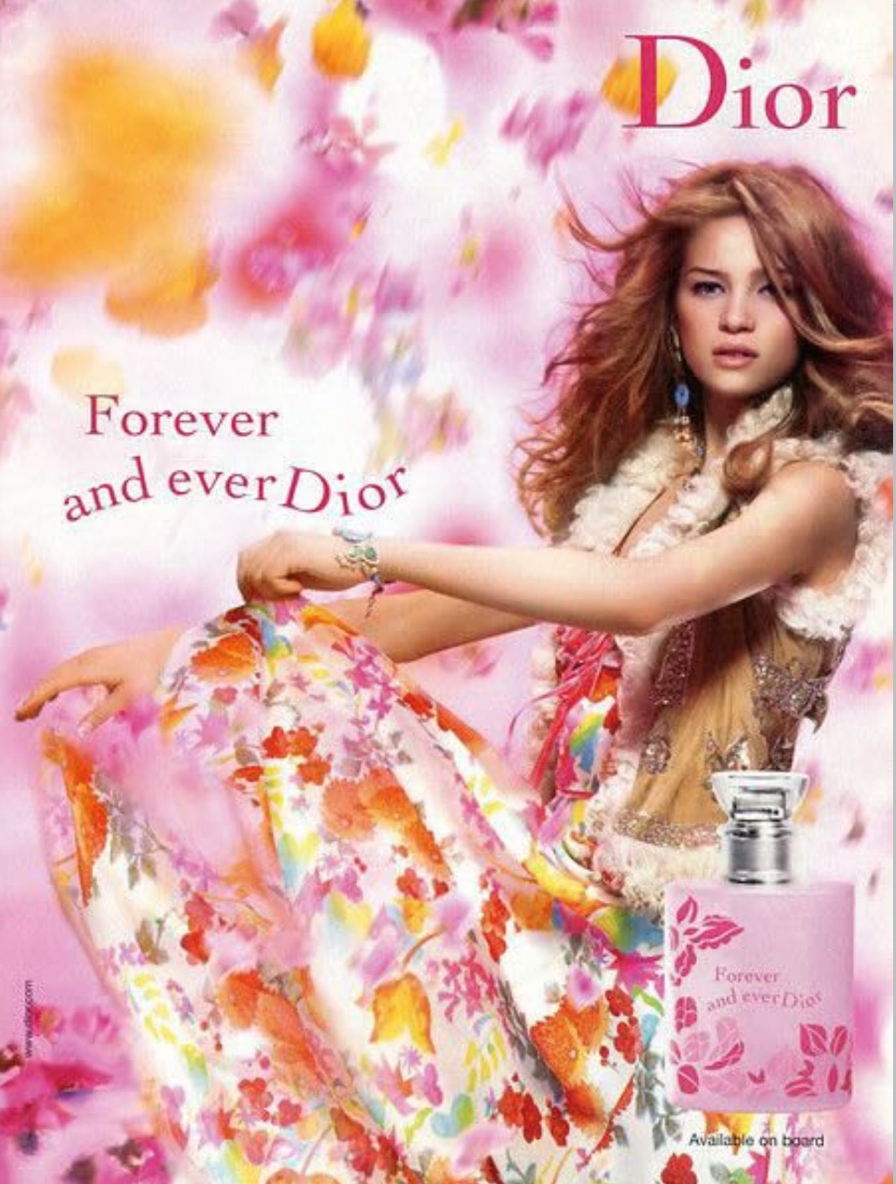 Dior SS2006 Silk Floral Skirt & Embellished V-Neck Tee