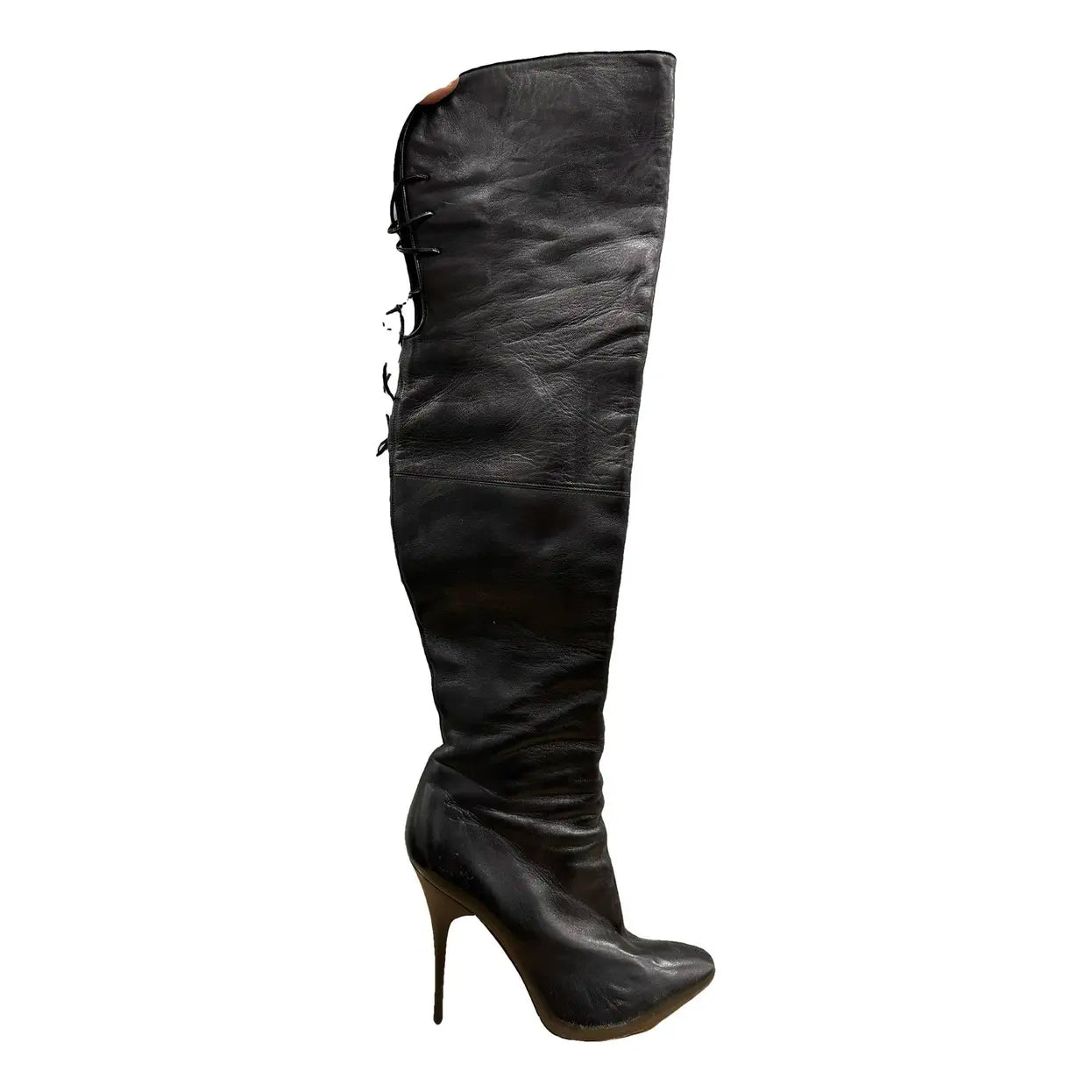 Alexander McQueen 2003 Lace-Up Black Leather Boots