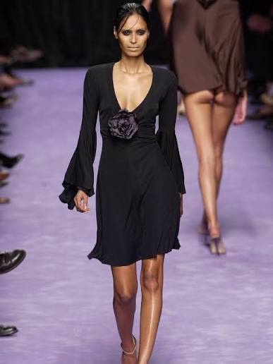YSL SS2003 Flare Sleeve Black Top