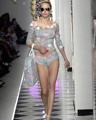 Blumarine SS2001 Ballerina Print Embellished Silk Halter Dress