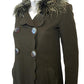Maurizio Pecoraro 100% Cashmere Peacock Feather Collar Scalloped Coat