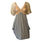 Miss Sixty Diamond 100% Silk Two Tone Low Back Draped Dress with Sheer Sleeves