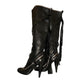 Galliano Tall Glitter Boots with Lace Around Fringe Ties