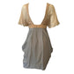 Miss Sixty Diamond 100% Silk Two Tone Low Back Draped Dress with Sheer Sleeves