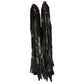 Galliano Tall Glitter Boots with Lace Around Fringe Ties