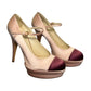 Miu Miu Two Tone Pink Satin Pumps with Strap