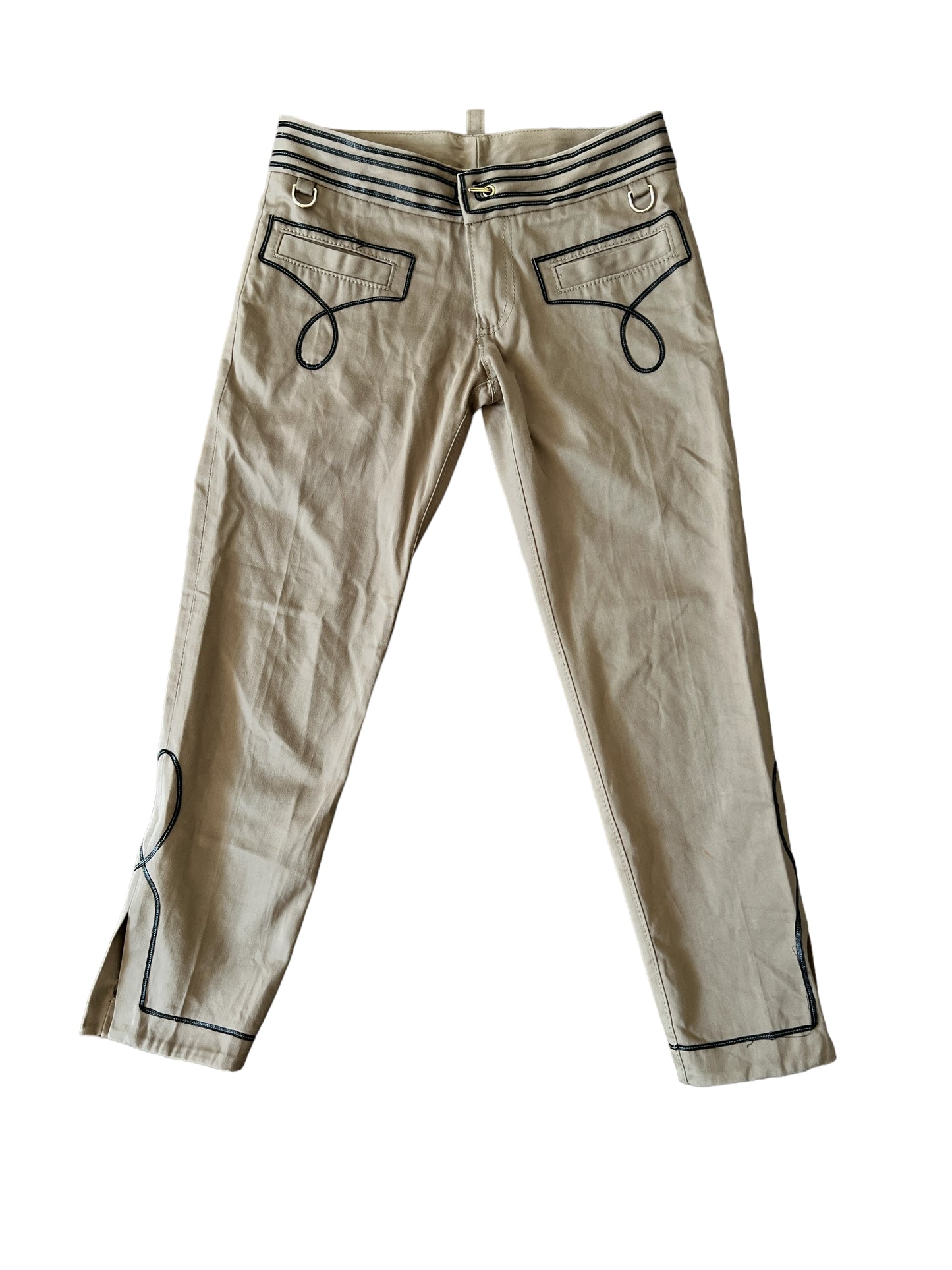 2000s Dsquared2 Embroidered Khaki Pants