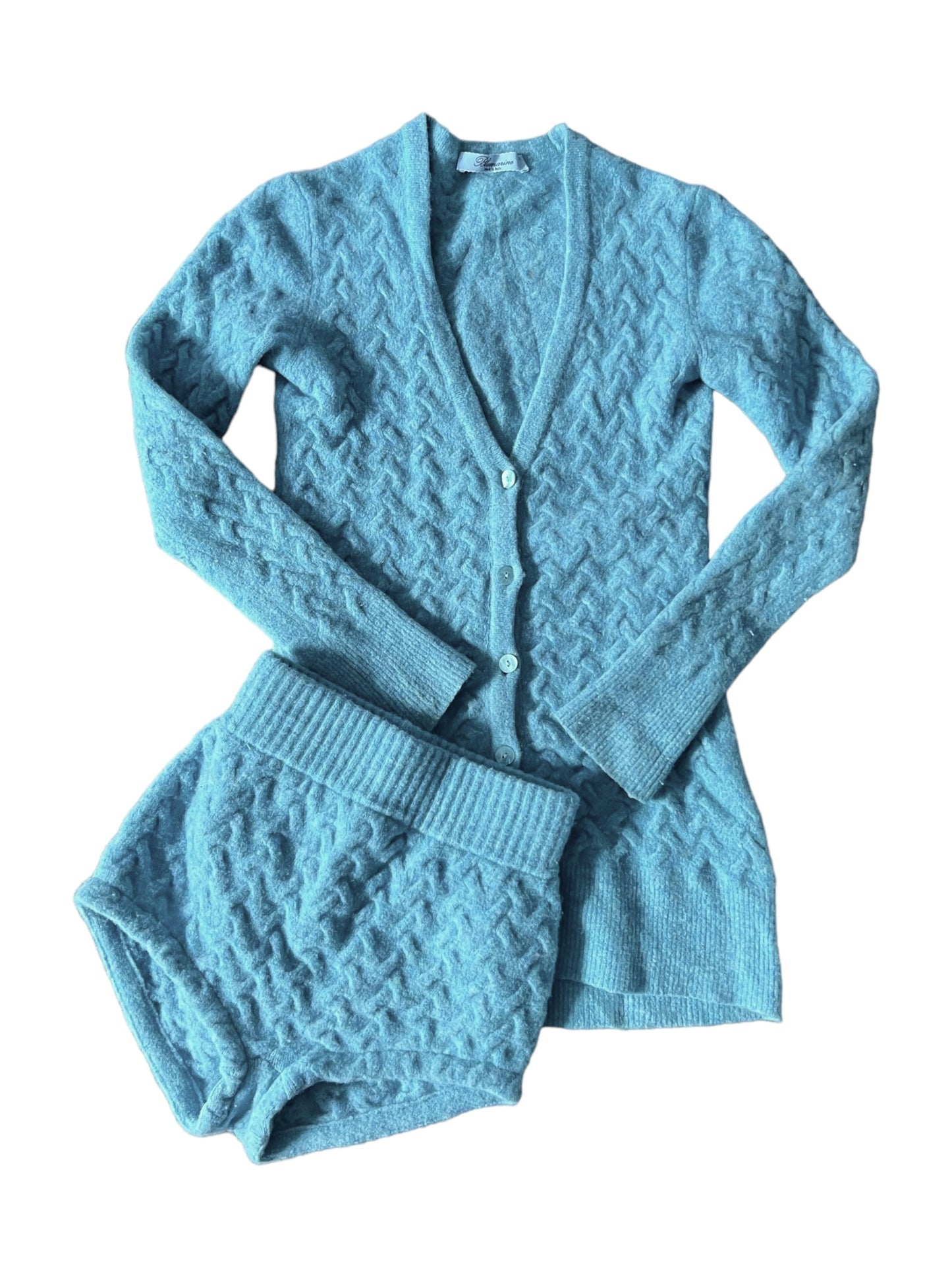 Blumarine Knit Cardigan + Hot Pants Set - Blue