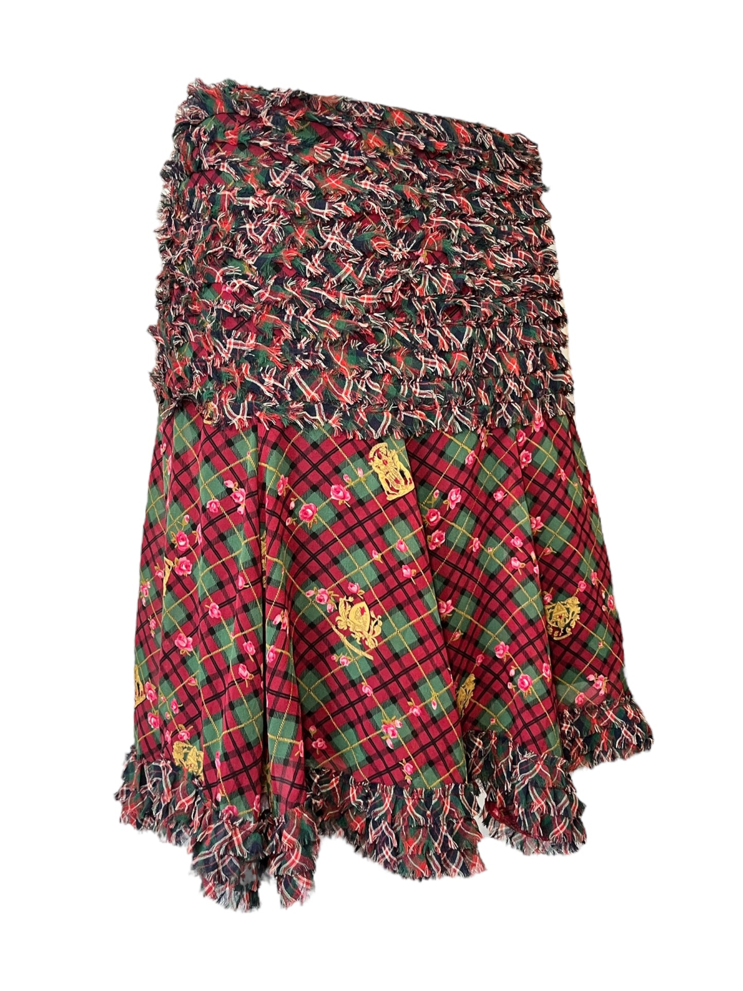 90s/00s Blumarine Floral Plaid Set