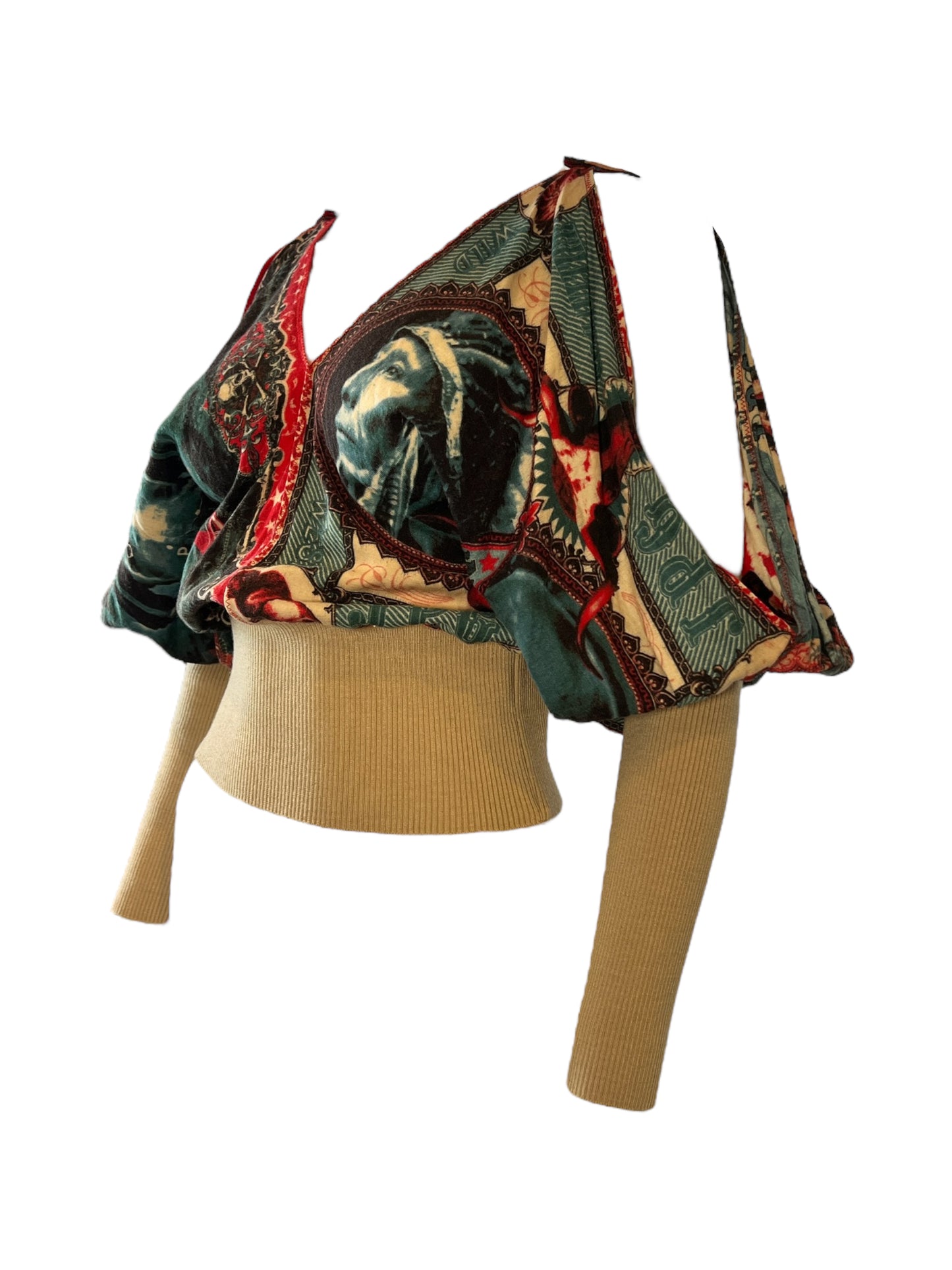 Jean Paul Gaultier 80s/90s Native American Print Butterfly Top