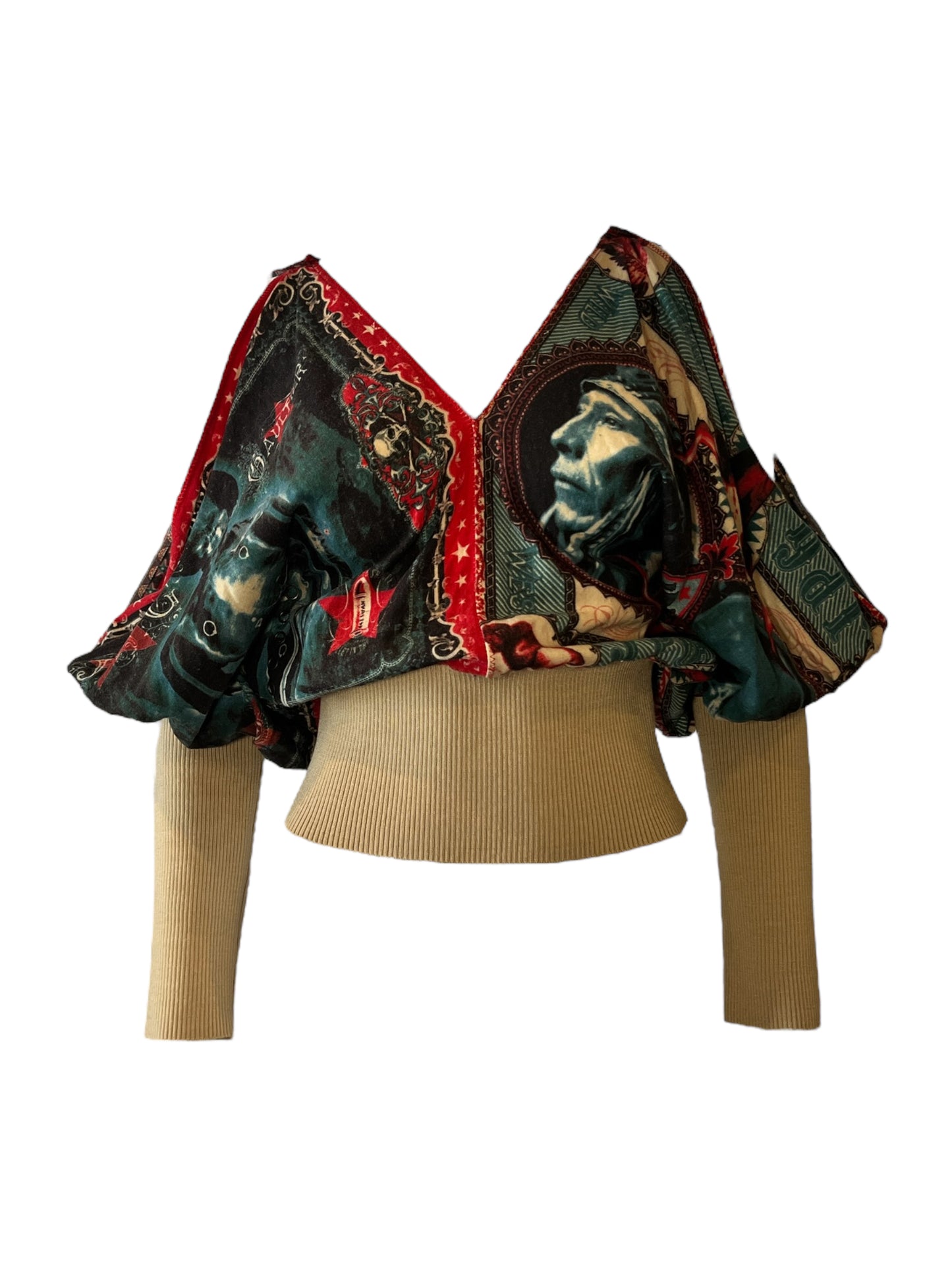 Jean Paul Gaultier 80s/90s Native American Print Butterfly Top