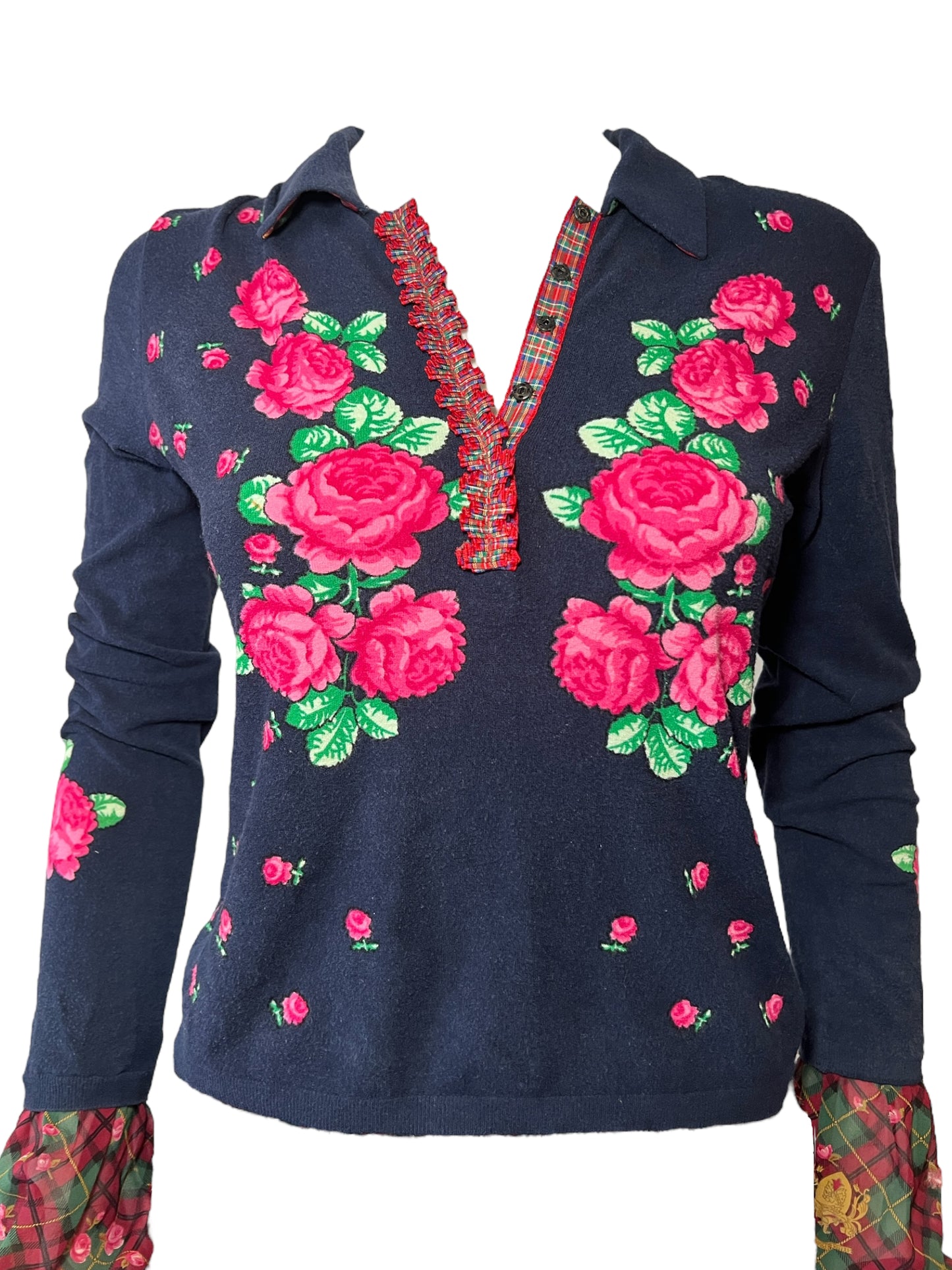 90s/00s Blumarine Floral Plaid Set
