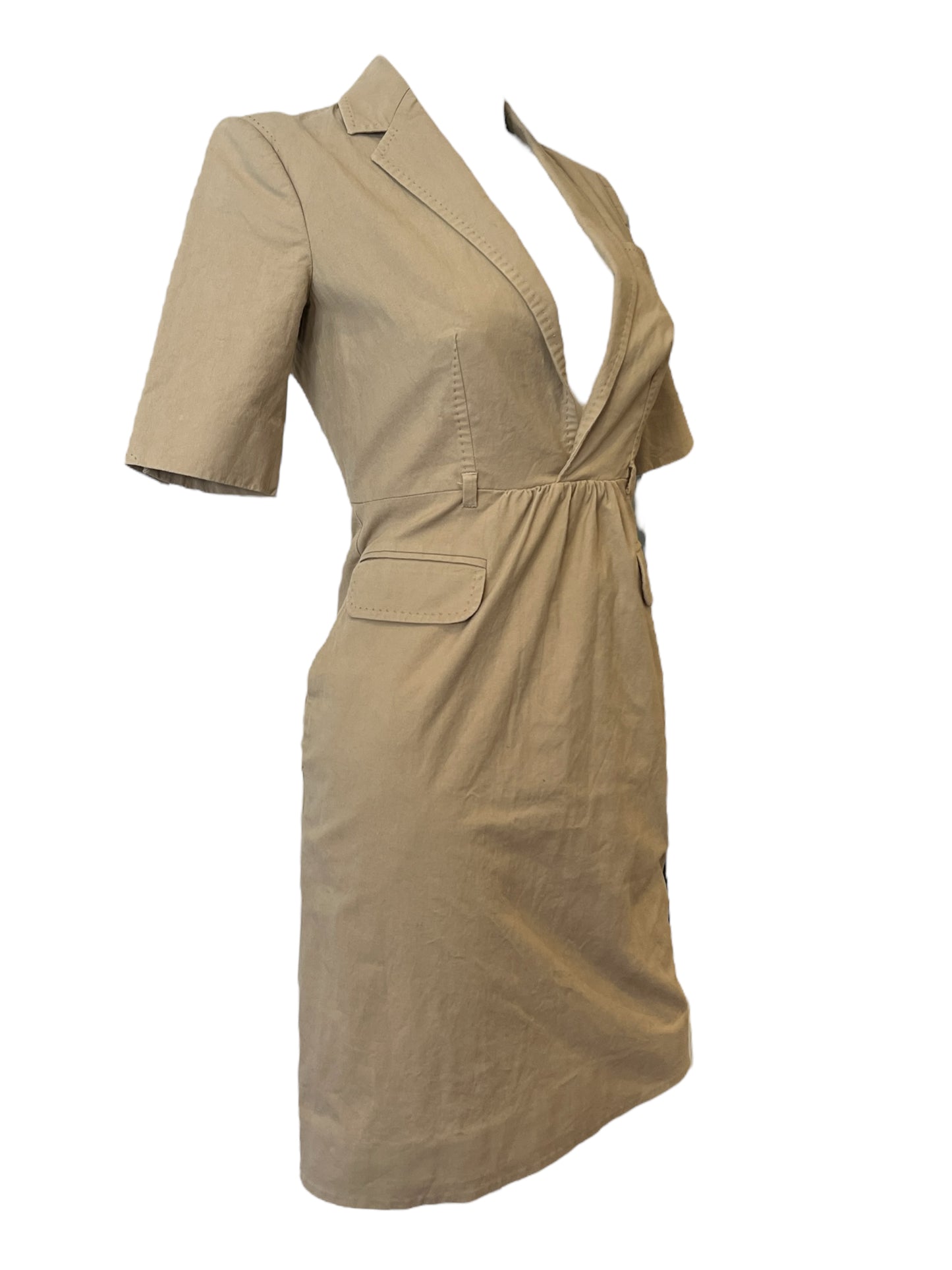 Dsquared2 Low-Cut Khaki Blazer Dress