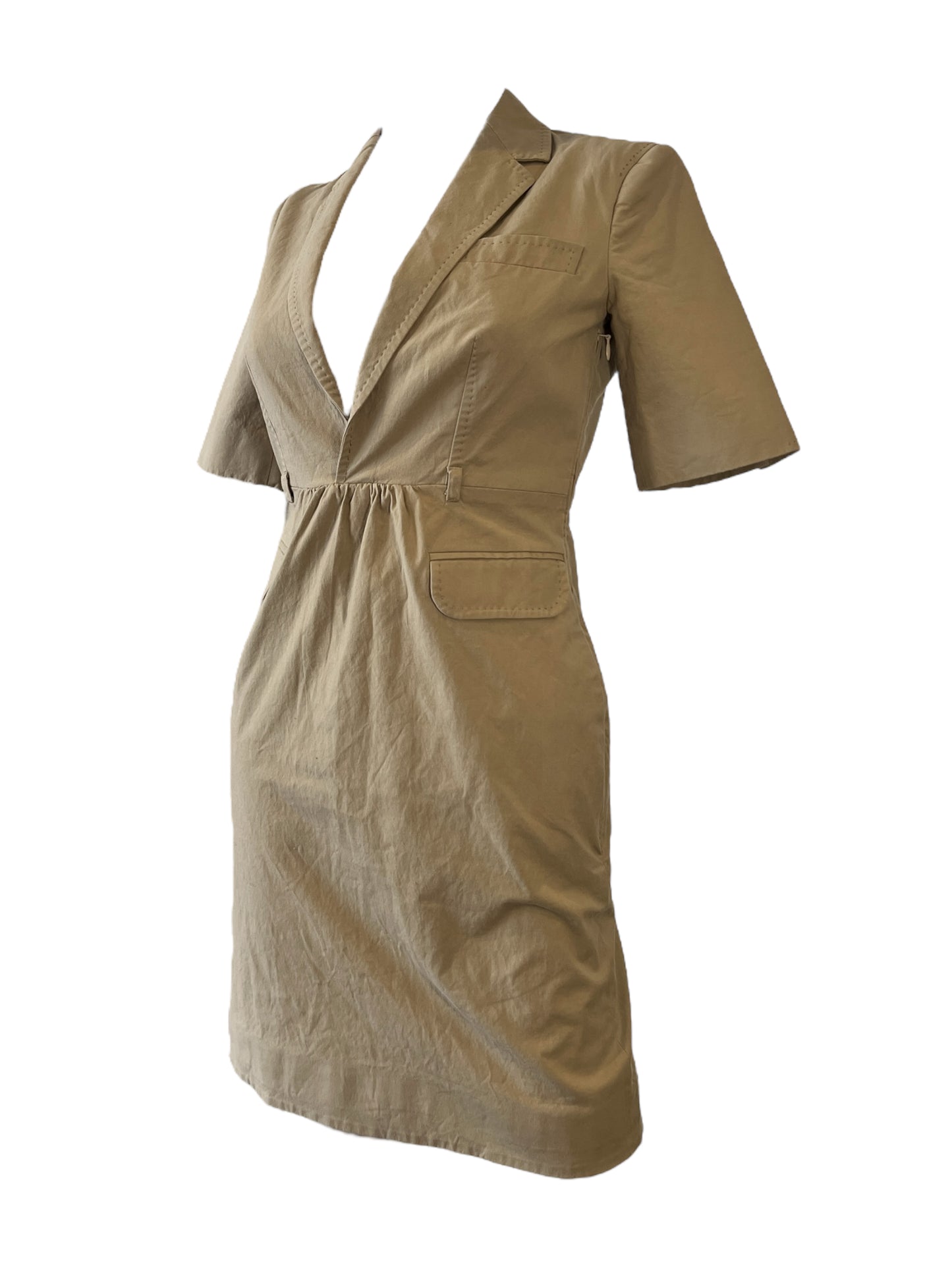 Dsquared2 Low-Cut Khaki Blazer Dress