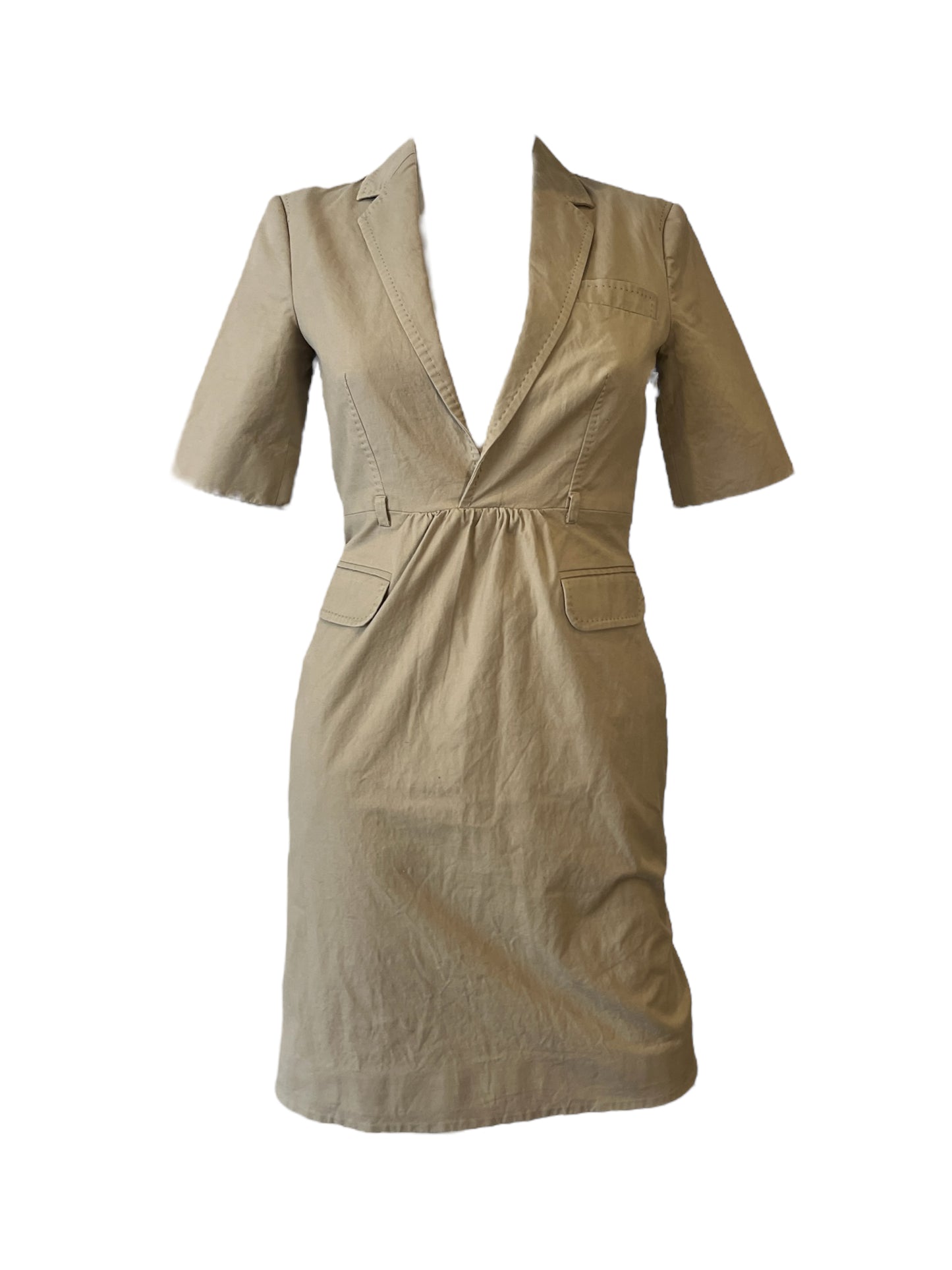 Dsquared2 Low-Cut Khaki Blazer Dress