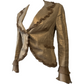 Blumarine Gold 100% Linen Ruffle Trim Blazer