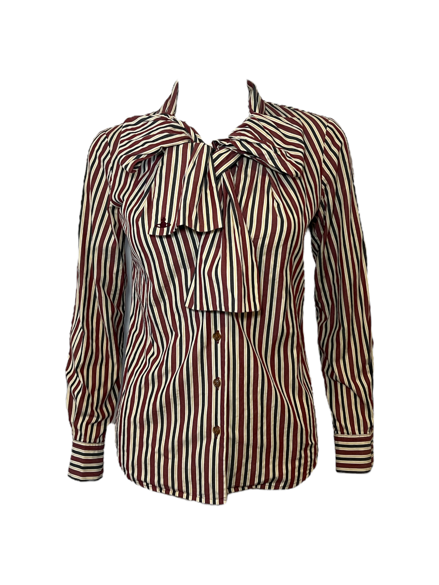 Vivienne Westwood Striped Bow Tie Collared Blouse