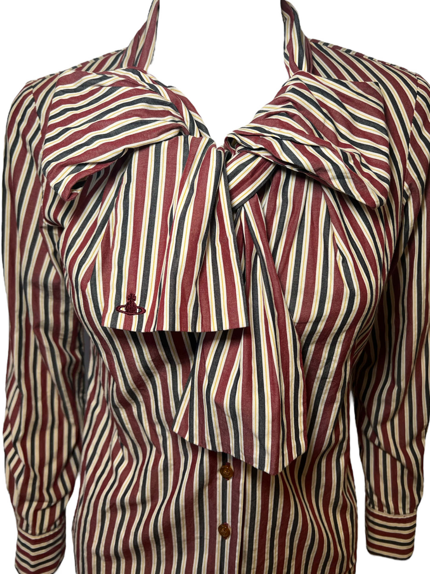 Vivienne Westwood Striped Bow Tie Collared Blouse