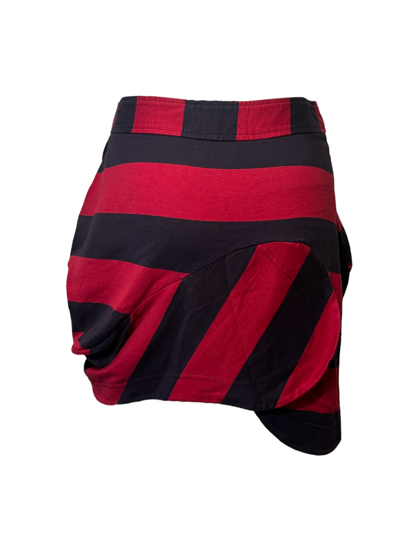 Vivienne Westwood SS2002 "Nymphs" Jersey Striped Asymmetrical Hem Mini Skirt